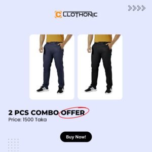 Export Quality Garbading Pant | Black+Deep Blue 2Pcs Combo
