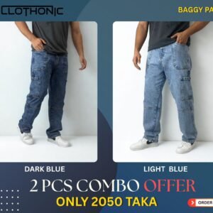 Premium Denim Baggy Pant Combo | Light & Deep Blue