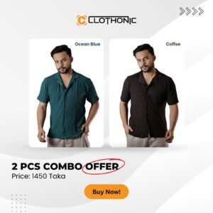 Half Sleeve Shirt 2 Pcs Combo | Ocean Blue+Coffee