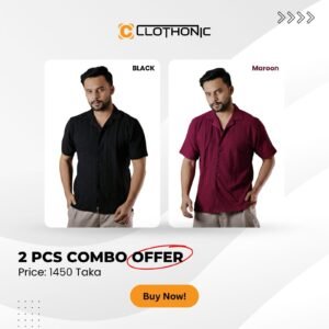 Half Sleeve Shirt 2 Pcs Combo | Black + Maroon
