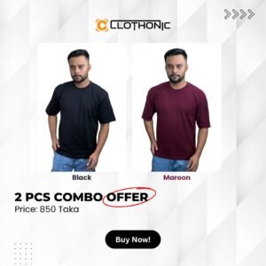 Premium Solid Droupshoulder | Black+Maroon 2Pcs Combo