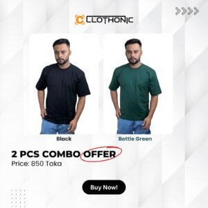 Premium Solid Droupshoulder | Black+Bottle Green 2Pcs Combo