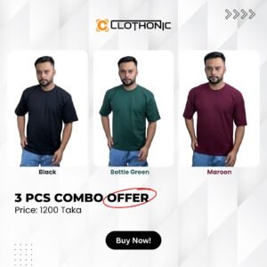 Premium Solid Droupshoulder | Black+Bottle Green+Maroon 3Pcs Combo