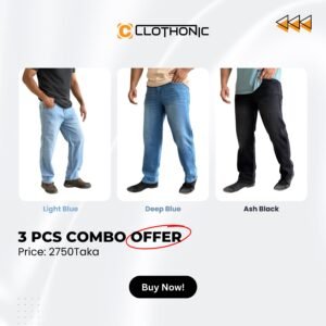 4 Pocket Premium Denim Baggy Pant Combo | Light Blue+Deep Blue+Ash Black