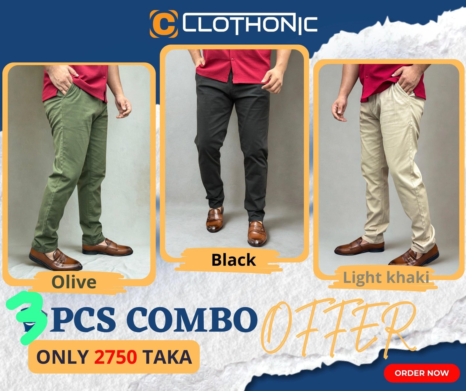 Export Quality Garbading Pant | Black+Olive+Light kaki 3Pcs