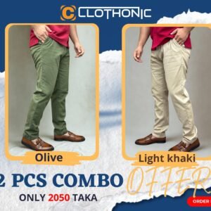 Export Quality Garbading Pant | Olive+Light Khaki 2Pcs