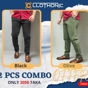 Export Quality Garbading Pant | Black+Olive 2Pcs