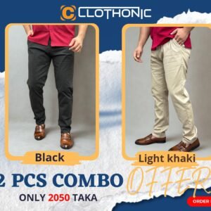 Export Quality Garbading Pant | Black+Light kaki 2Pcs