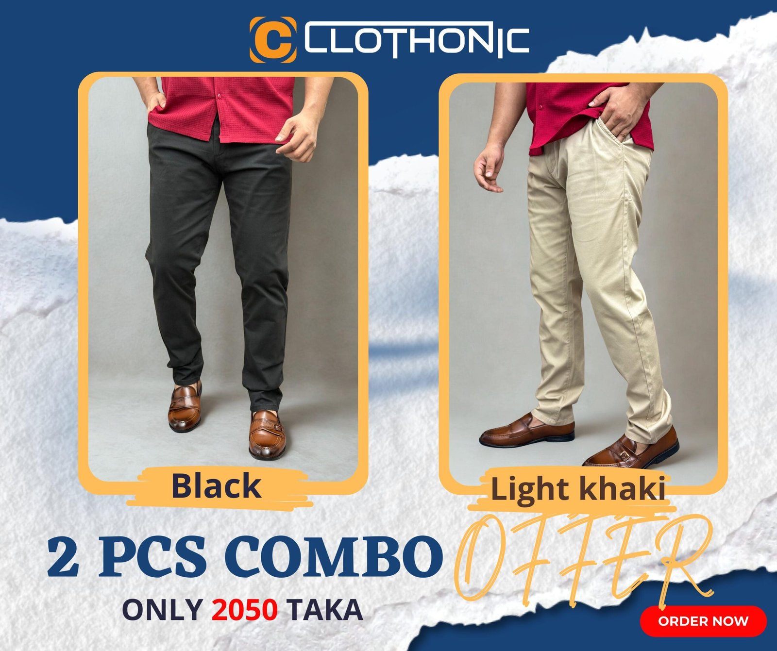 Export Quality Garbading Pant | Black+Light kaki 2Pcs