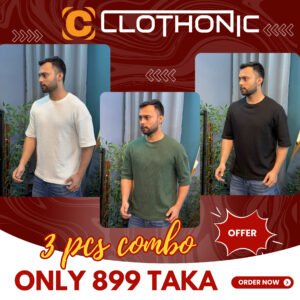 Semi Drop Shoulder Combo  |  White + Black + Olive