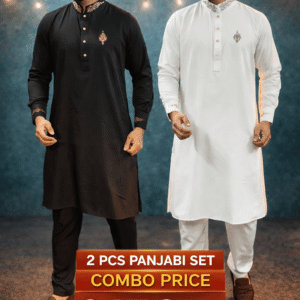 White+Black panjabi payjama combo Set