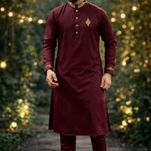 Deep marron panjabi payjama set